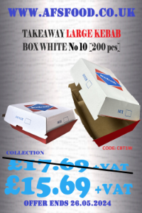 TAKEAWAY LARGE KEBAB BOX WHITE No 10 [200 pcs]