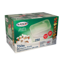 PLASTIC CONTAINER & LIDS 750cc - SATCO [250 pcs]