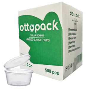 CLEAR HINGED SAUCE CUPS 4oz [500 PCS]