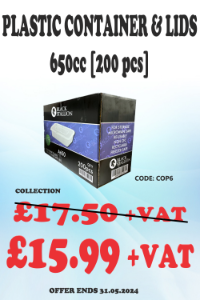 PLASTIC CONTAINER & LIDS 650cc [200 pcs]