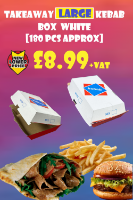 TAKEAWAY LARGE KEBAB BOX WHITE No 10 [180 pcs Approx]